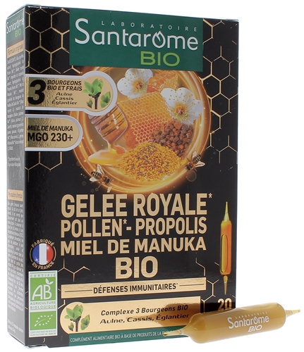 Gelée royale pollen propolis miel de Manuka bio Santarome ...