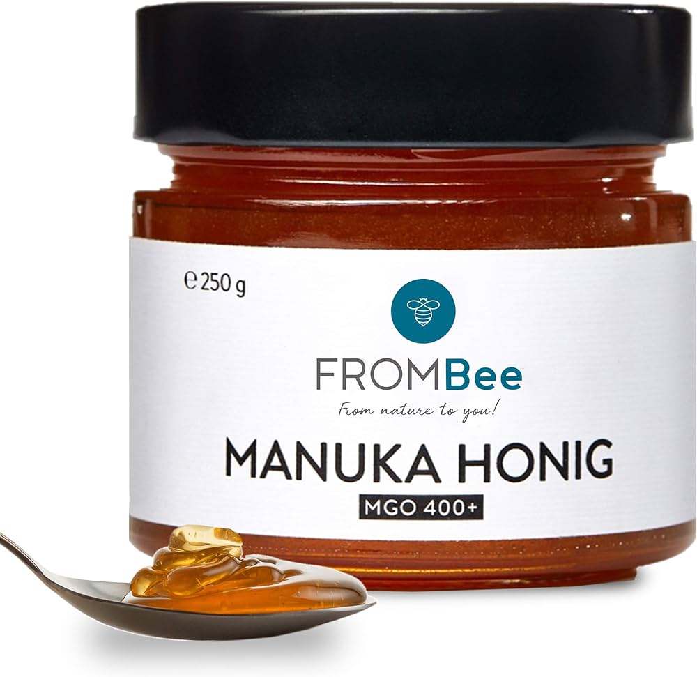 Frombee miel de Manuka MGO 400+ – miel de Nouvelle-Zélande en pot – miel Manuka 100 % naturel – saveur pure, adaptée à un usage externe – 1 x 250g